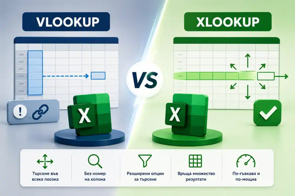 как да използваме xlookup в ексел и каква е разликата с vlookup