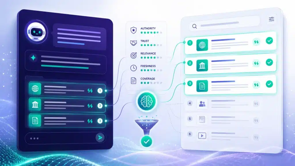 видимост в AI търсачките - сравнение между класически резултати в Google и AI Overview отговор